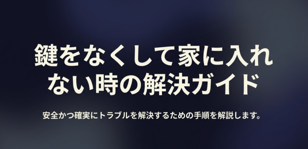 鍵をなくして家に入れない時の解決ガイド