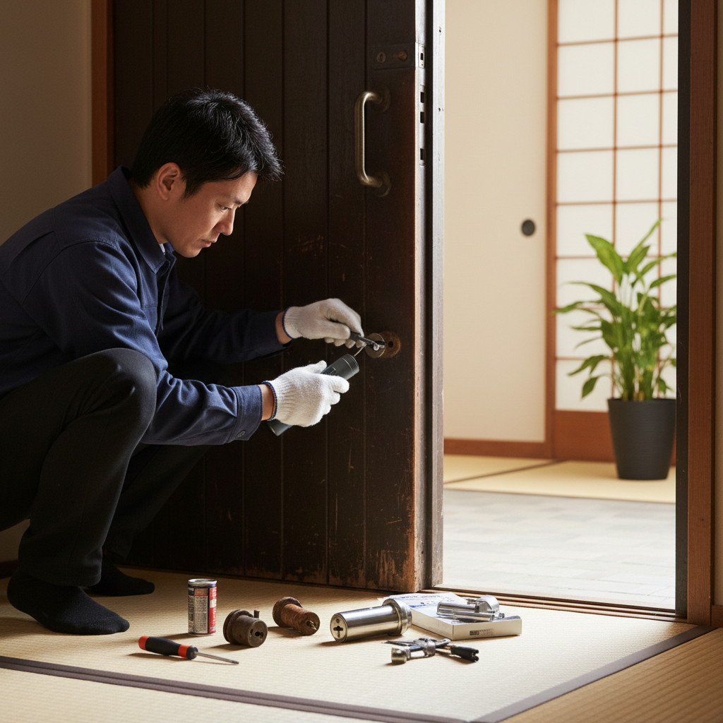 古い玄関ドアの鍵を自分で交換する場合の注意点に関する画像