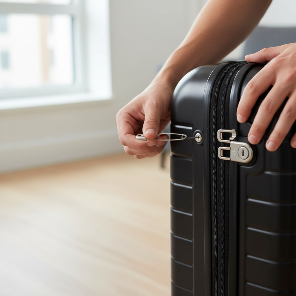 スーツケース 鍵開け方 ヘアピンや安全ピンを使うに関する画像